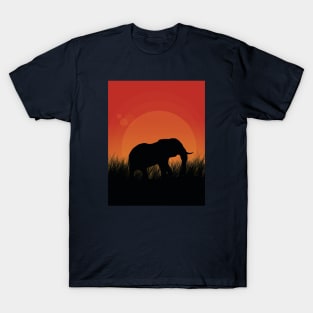 Elephant Silhouette Sunset T-Shirt